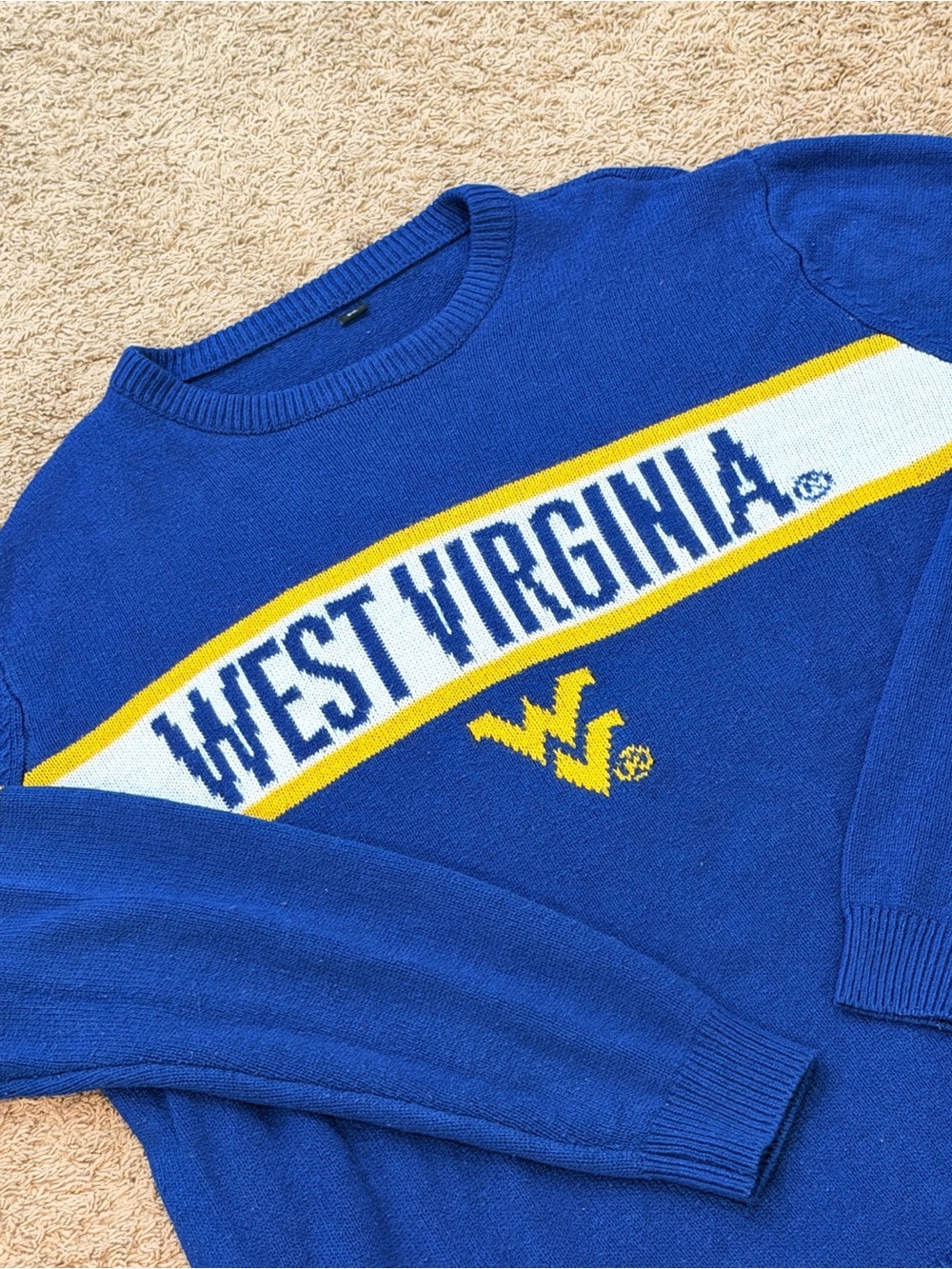 Vintage Blue Sweater West Virginia Mountaineers 3XL Worn University College